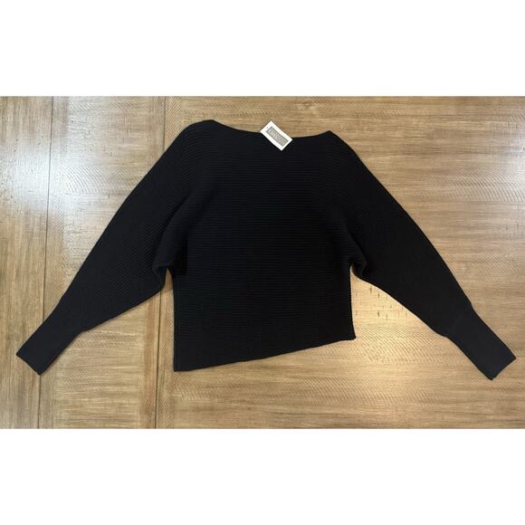 NWT Intermix Exclusive Jacquline Off Shoulder Wool Cashmere Sweater Black Size L - Picture 12 of 14